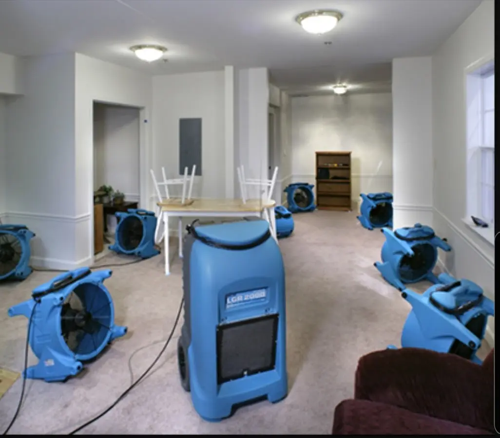 Air movers and dehumidifier setup for Water Extraction & Removal in Ocean